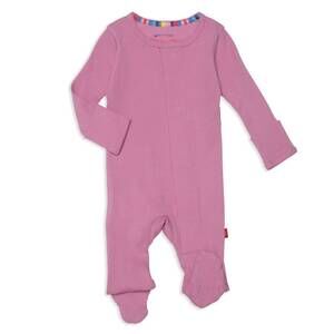 NEW MAGNETIC kid's ribbed cotton footie in mauve